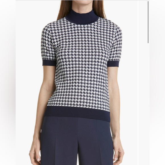 Boss Tops - BOSS Faryna Houndstooth Check Short Sleeve Sweater